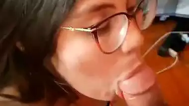 Sexy Indian babe drinks cum after an Indian blowjob