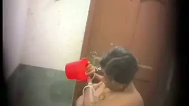 Huge boobs mom pouring water on breasts caught by son