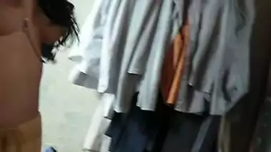 Cute bhabhi boob press by devar while topless