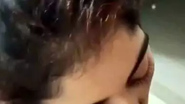 Attractive eyes desi girl giving blowjob to manager