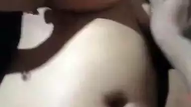 Husband pressing wife boob before sex at home viral MMS