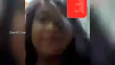 Young Indian woman shows off her XXX tits for online fan on phone camera