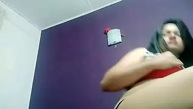 Cute girl showing her boob and pussy to her bf on video call