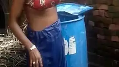 Village newly married girl open bathing, captured