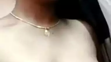 Sexy Indian wife opens big XXX hooters with dark nipples on amateur cam