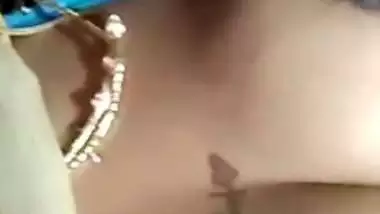 Tattooed Tamil aunty shows big long nipples to lover