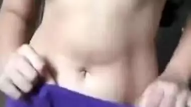 Lovely plays with pussy after revealing big breasts for porn judgment