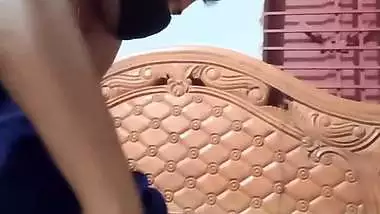 Masked wife boob massage and pussy licking viral sex