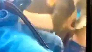GF gives an Indian blowjob to her BF in the car