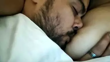 Licking and tickling boobs of beautiful GF