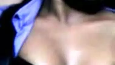 Desi- girl removing shirt and massaging boobs
