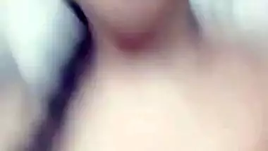 Solo porn video of the Desi girl with braid and succulent boobs