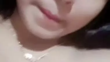 Cute smiling face girl naked on video call to lover